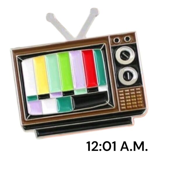 Retro TV Color Block Screen Pin No Signal  Antenna Analog 80s Throw Back Brooch - Picture 5 of 5